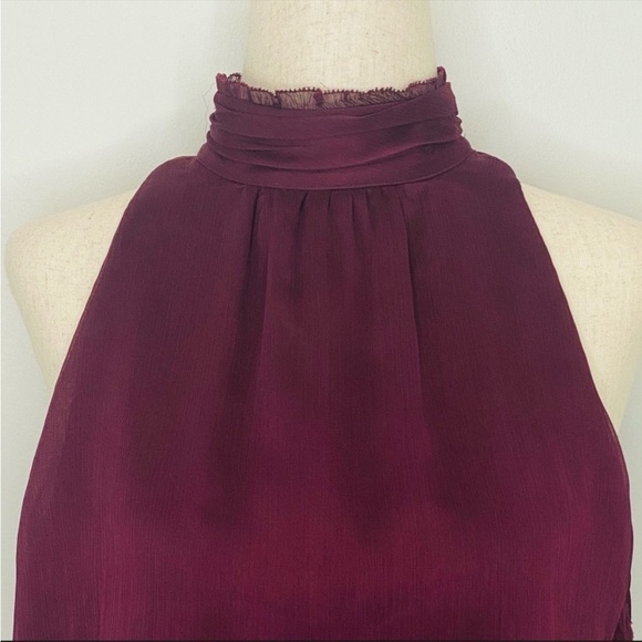 WHBM Maroon/Burgundy Sleeveless Ruffle Top Sz 4 - Picture 6 of 11